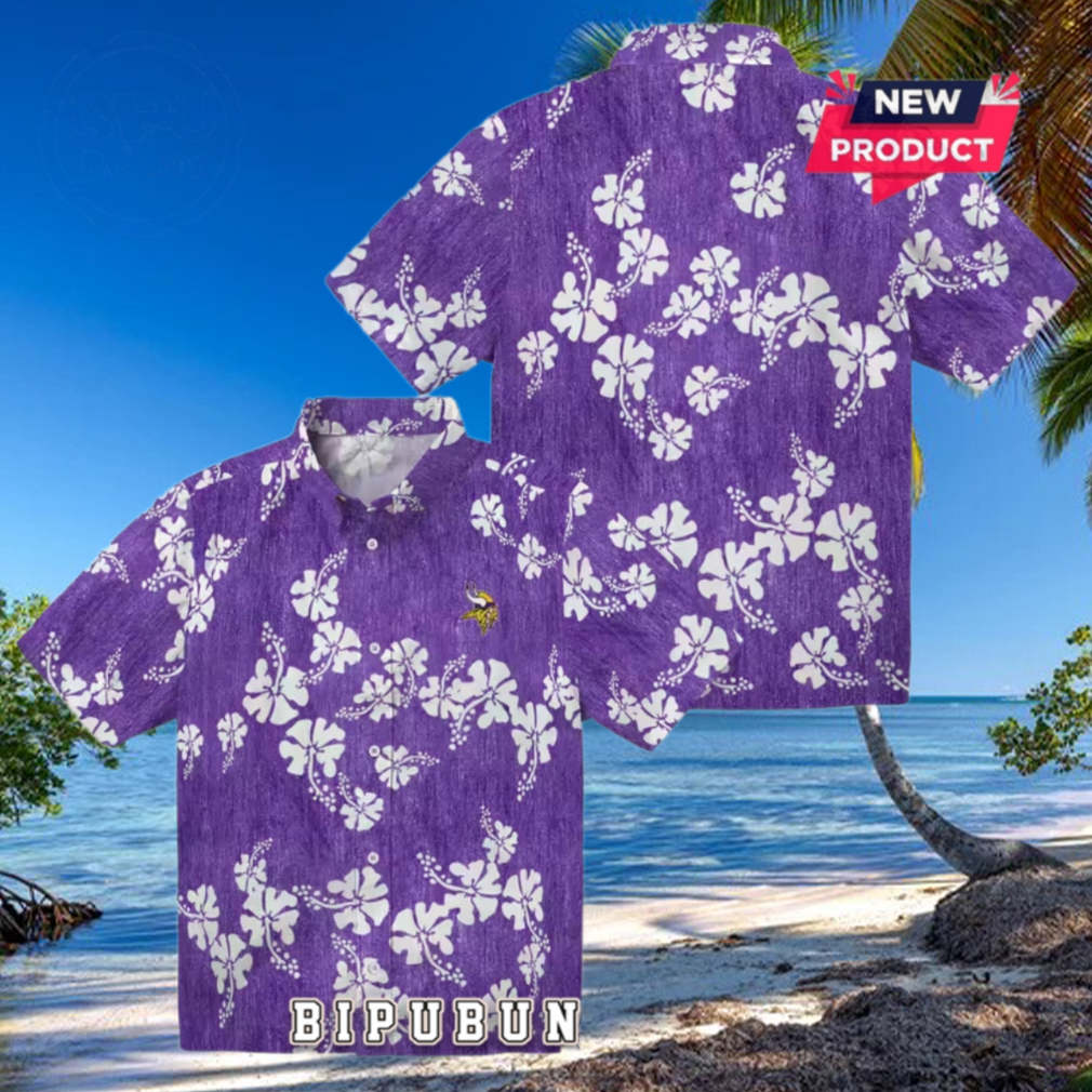 Minnesota Vikings Purple Hibiscus Clusters Hawaiian Shirt Minnesota Vikings Purple Hibiscus Clusters Hawaiian Shirt