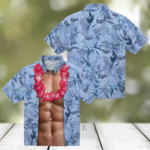 Navy Tampa Bay Rays Hawaiian Shirt with Chest Illusion Summer MLB Beach Apparel