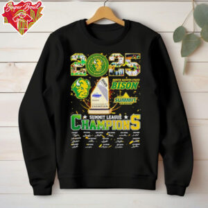 North Dakota State Bison 2025 Summit League Champions signatures shirt