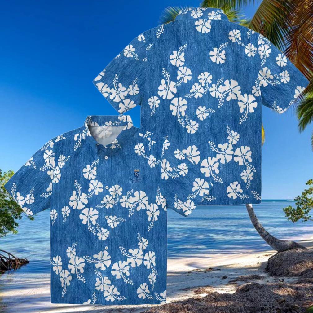 Official Kansas City Royals Blue Hawaiian Shirt Floral Hibiscus Short Sleeve Official Kansas City Royals Blue Hawaiian Shirt Floral Hibiscus Short Sleeve