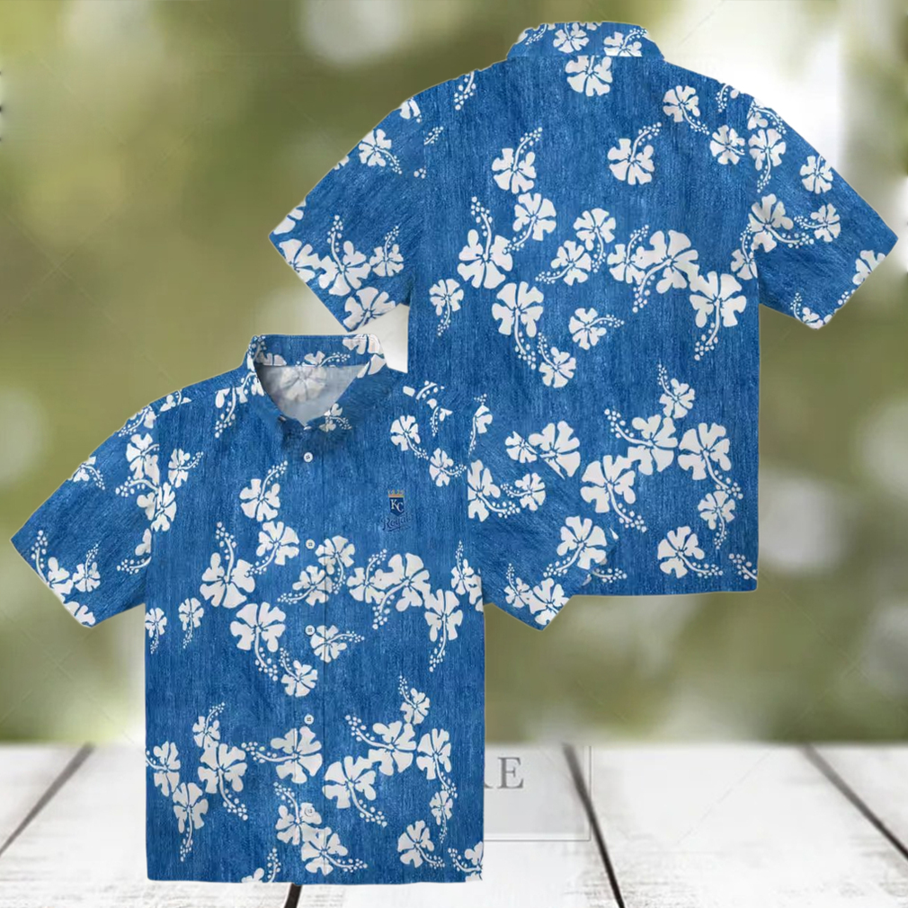Official Kansas City Royals Blue Hawaiian Shirt Floral Hibiscus Short Sleeve Official Kansas City Royals Blue Hawaiian Shirt Floral Hibiscus Short Sleeve