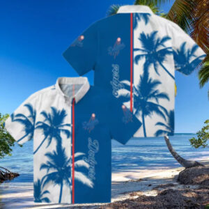 Official Los Angeles Dodgers Tropical Shirt   Blue & White Palm Tree Design