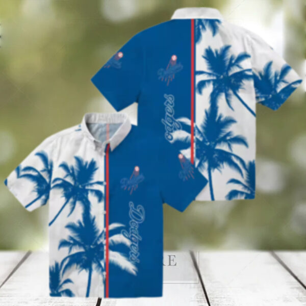 Official Los Angeles Dodgers Tropical Shirt   Blue & White Palm Tree Design
