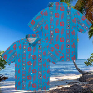 Official Miami Marlins Aloha Short Sleeve Shirt   Blue Tropical Floral Baseball Apparel