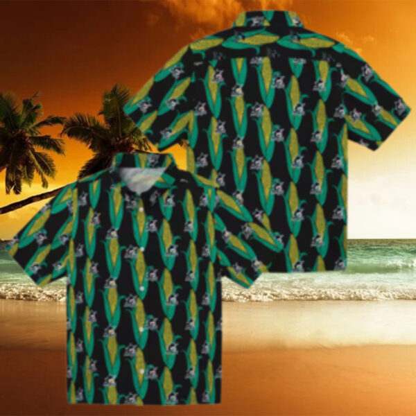 Official Miami Marlins Tropical Hawaiian Shirt   Black Green Corn Design