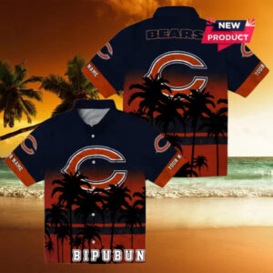 Personalized Chicago Bears Sunset Pattern Hawaiian Shirt