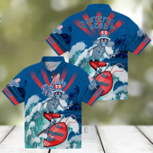 Personalized Dodgers Surfing Skeleton Hawaiian Shirt   Ideal Summer MLB Fan Outfit