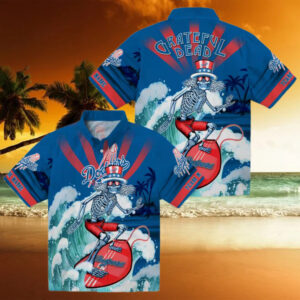 Personalized Dodgers Surfing Skeleton Hawaiian Shirt   Ideal Summer MLB Fan Outfit