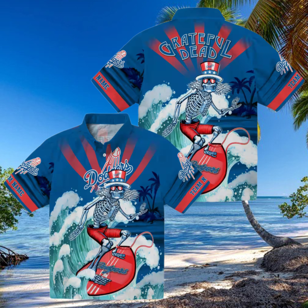 Personalized Dodgers Surfing Skeleton Hawaiian Shirt Ideal Summer MLB Fan Outfit Personalized Dodgers Surfing Skeleton Hawaiian Shirt Ideal Summer MLB Fan Outfit