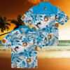 Personalized Miami Marlins Baseball Shirt   Blue Floral Button Up for Beach