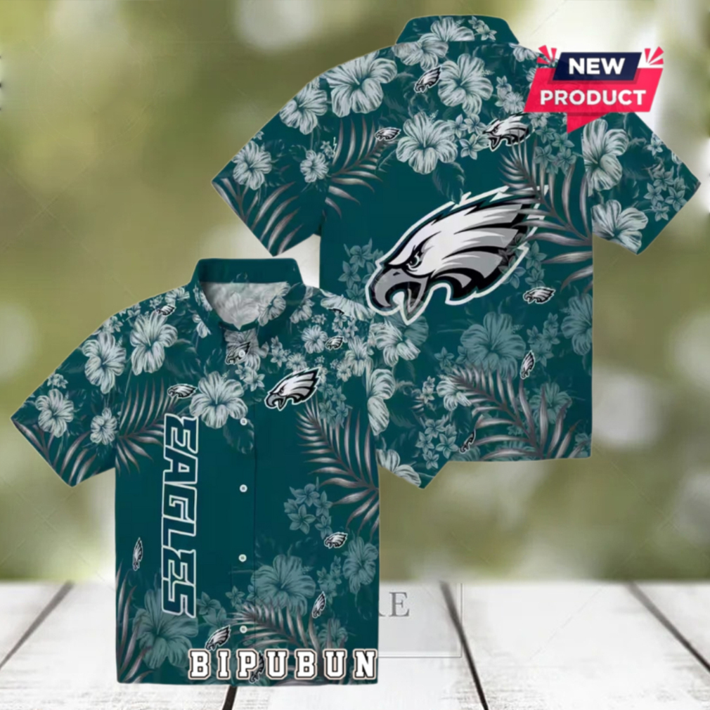 Philadelphia Eagles Hibiscus Green Hawaiian Shirt Philadelphia Eagles Hibiscus Green Hawaiian Shirt