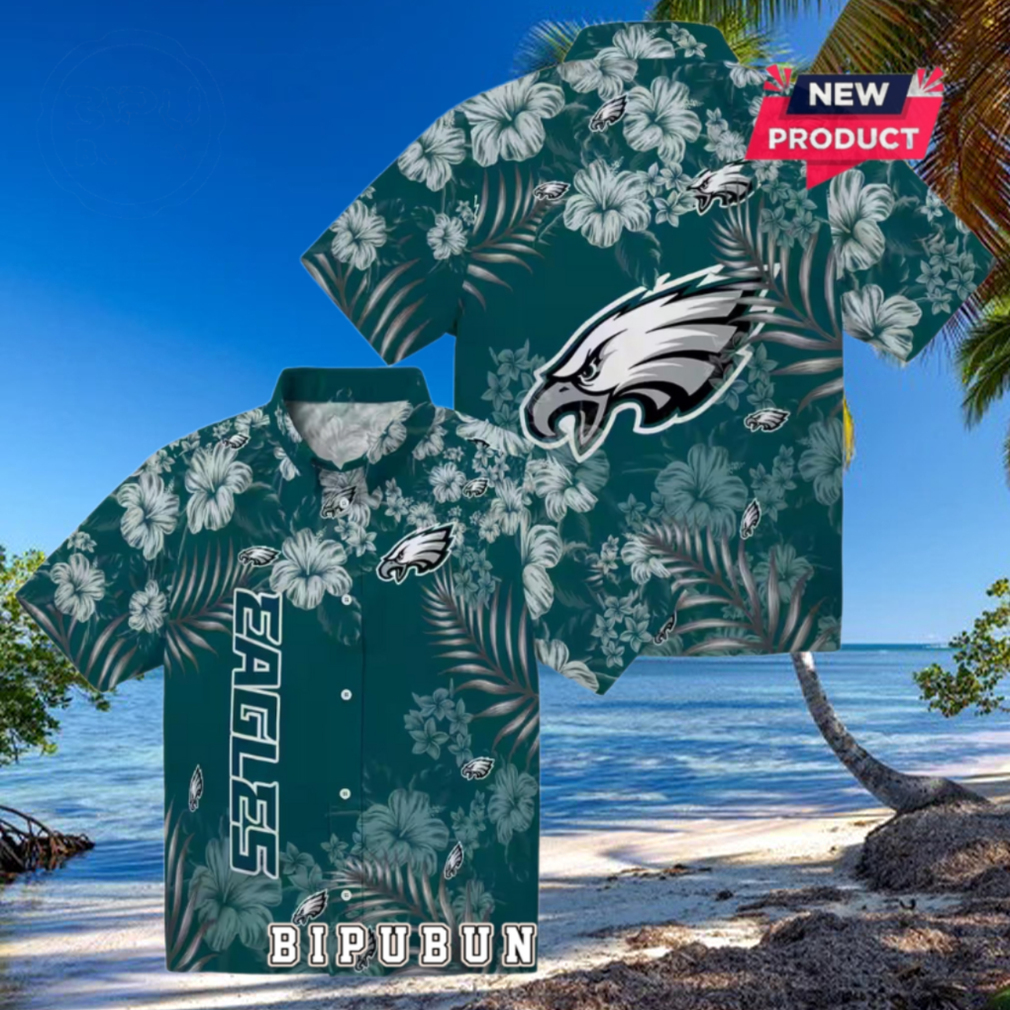 Philadelphia Eagles Hibiscus Green Hawaiian Shirt Philadelphia Eagles Hibiscus Green Hawaiian Shirt
