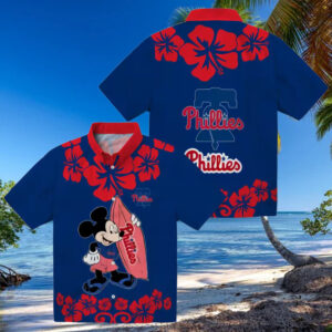 Philadelphia Phillies Mickey Surfing Blue Hawaiian Shirt MLB Beach Shirt for Fans
