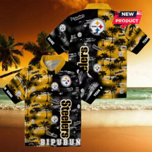 Pittsburgh Steelers Palm Silhouettes Hawaiian Shirt
