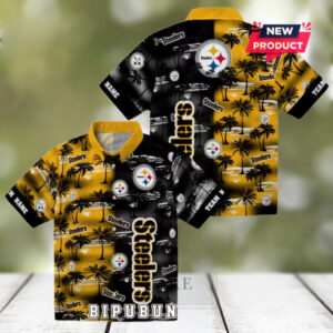 Pittsburgh Steelers Palm Silhouettes Hawaiian Shirt