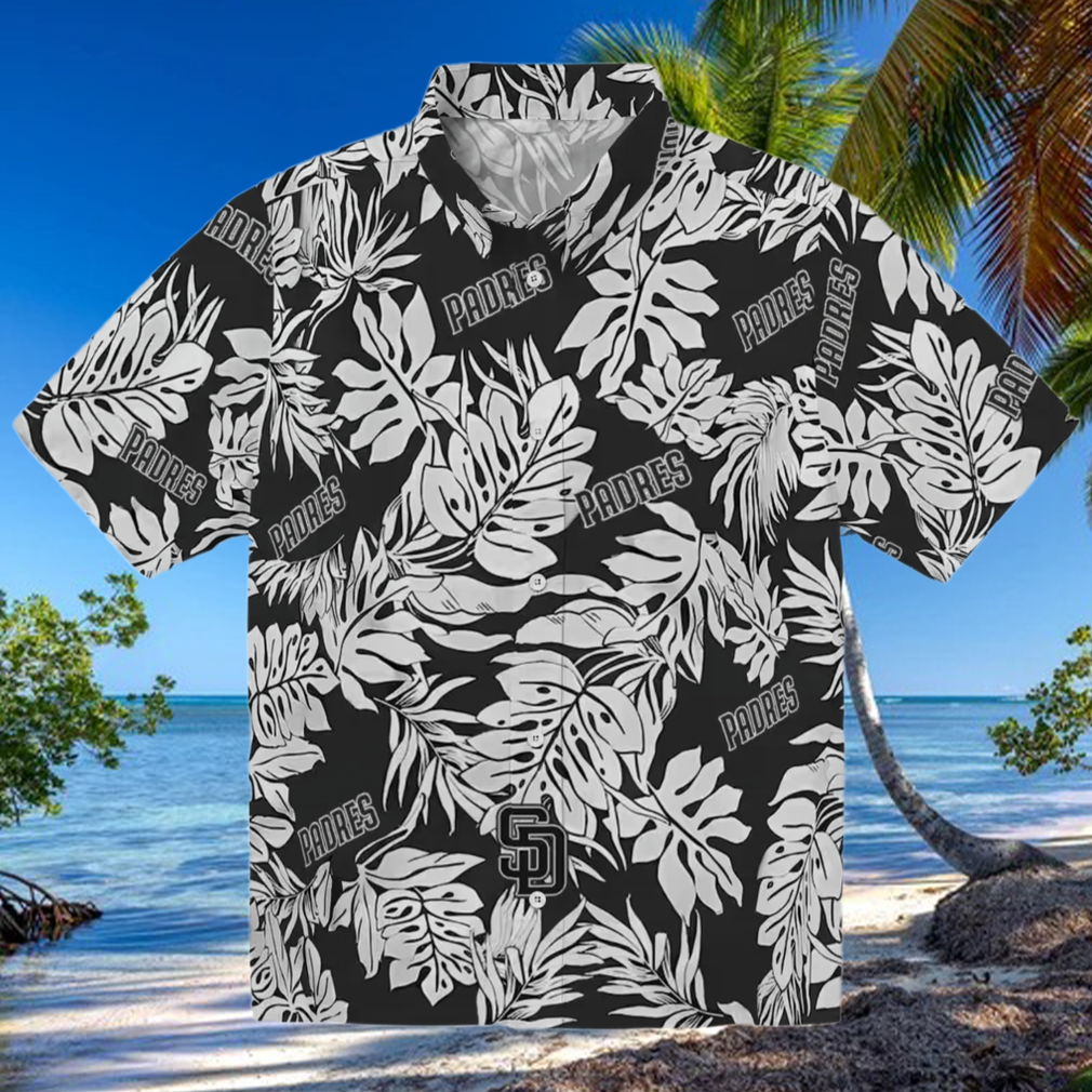San Diego Padres Black Hawaiian Shirt with Monstera Leaf Pattern Perfect for Summer Vacations San Diego Padres Black Hawaiian Shirt with Monstera Leaf Pattern Perfect for Summer Vacations