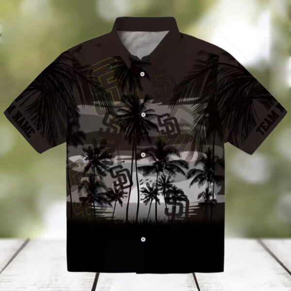 San Diego Padres Brown Black Hawaiian Shirt   Tropical Sunset Print Gift for Baseball Fans