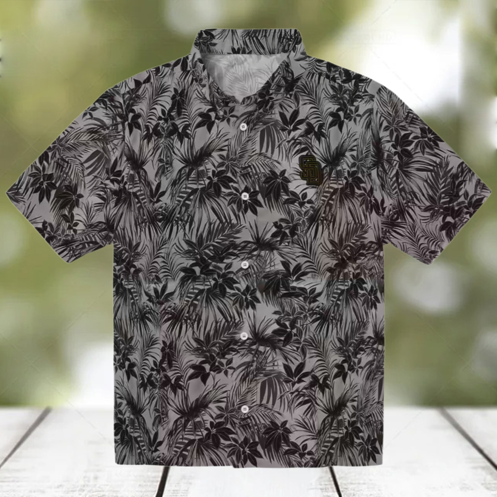 San Diego Padres Brown Tropical Hawaiian Shirt Leafy Print for MLB Game Days San Diego Padres Brown Tropical Hawaiian Shirt Leafy Print for MLB Game Days