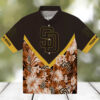 San Diego Padres Fan Hawaiian Shirt   Brown Chevron Summer Beach Wear