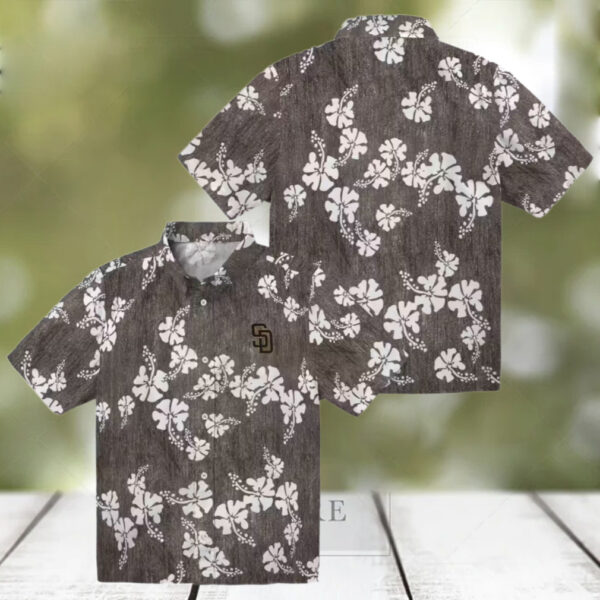 San Diego Padres Floral Hibiscus Hawaiian Shirt   Brown MLB Shirt for Beach & Vacation