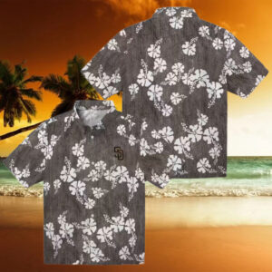 San Diego Padres Floral Hibiscus Hawaiian Shirt   Brown MLB Shirt for Beach & Vacation