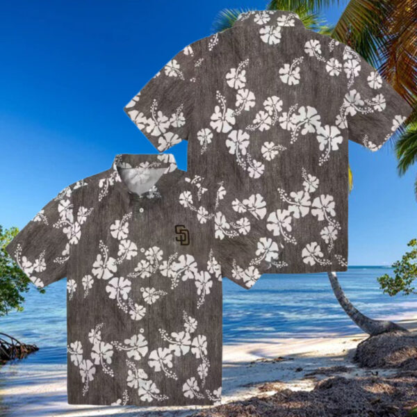 San Diego Padres Floral Hibiscus Hawaiian Shirt   Brown MLB Shirt for Beach & Vacation