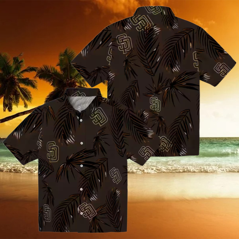 San Diego Padres Palm Leaf Brown Hawaiian Shirt MLB Fan Summer Tropical Apparel San Diego Padres Palm Leaf Brown Hawaiian Shirt MLB Fan Summer Tropical Apparel