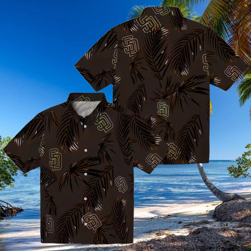 San Diego Padres Palm Leaf Brown Hawaiian Shirt MLB Fan Summer Tropical Apparel San Diego Padres Palm Leaf Brown Hawaiian Shirt MLB Fan Summer Tropical Apparel