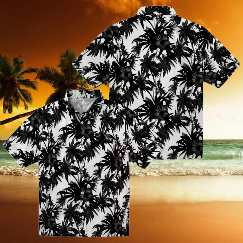 San Diego Padres Palm Motifs Black White Hawaiian Shirt MLB Fan Summer Beach Apparel San Diego Padres Palm Motifs Black White Hawaiian Shirt MLB Fan Summer Beach Apparel