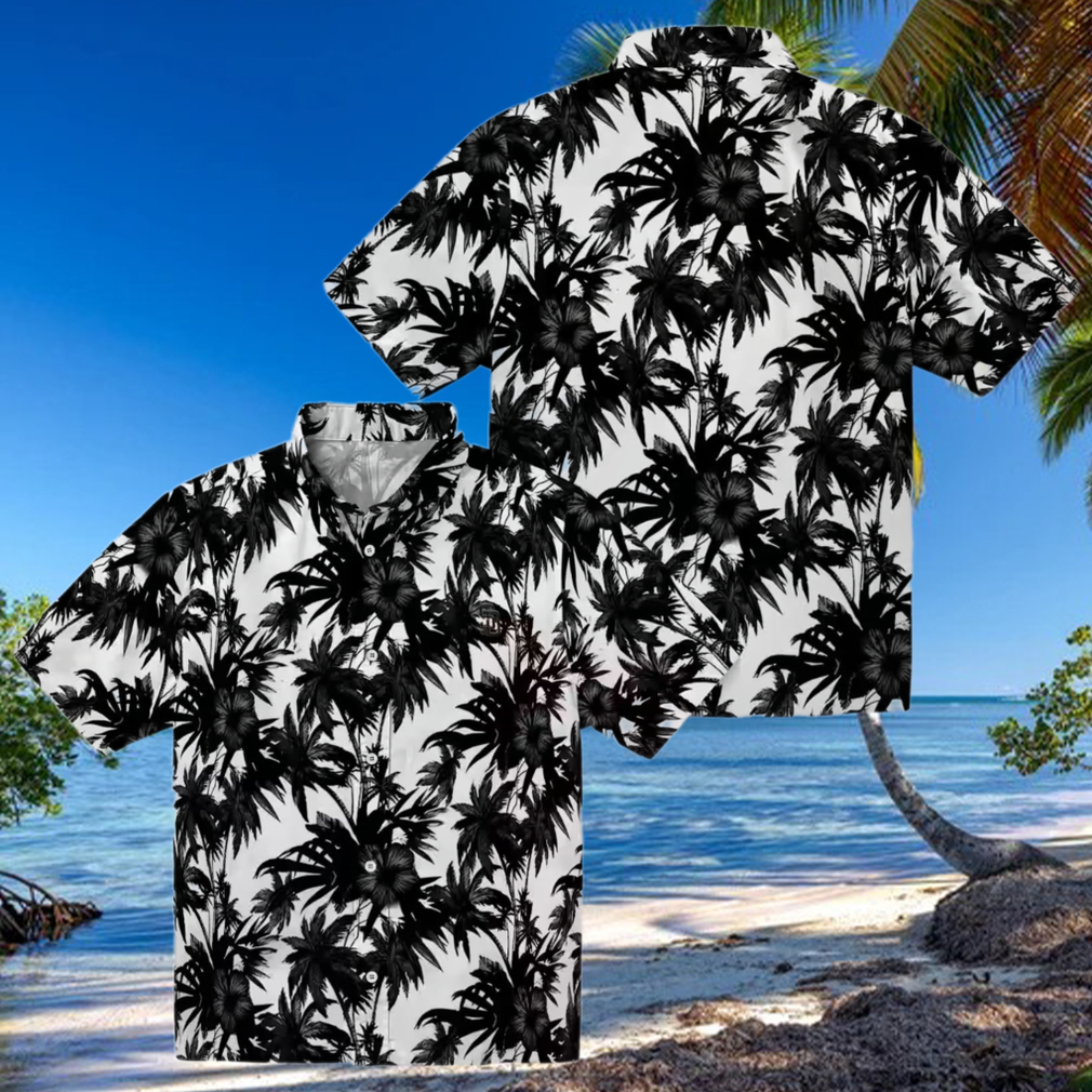 San Diego Padres Palm Motifs Black White Hawaiian Shirt MLB Fan Summer Beach Apparel San Diego Padres Palm Motifs Black White Hawaiian Shirt MLB Fan Summer Beach Apparel