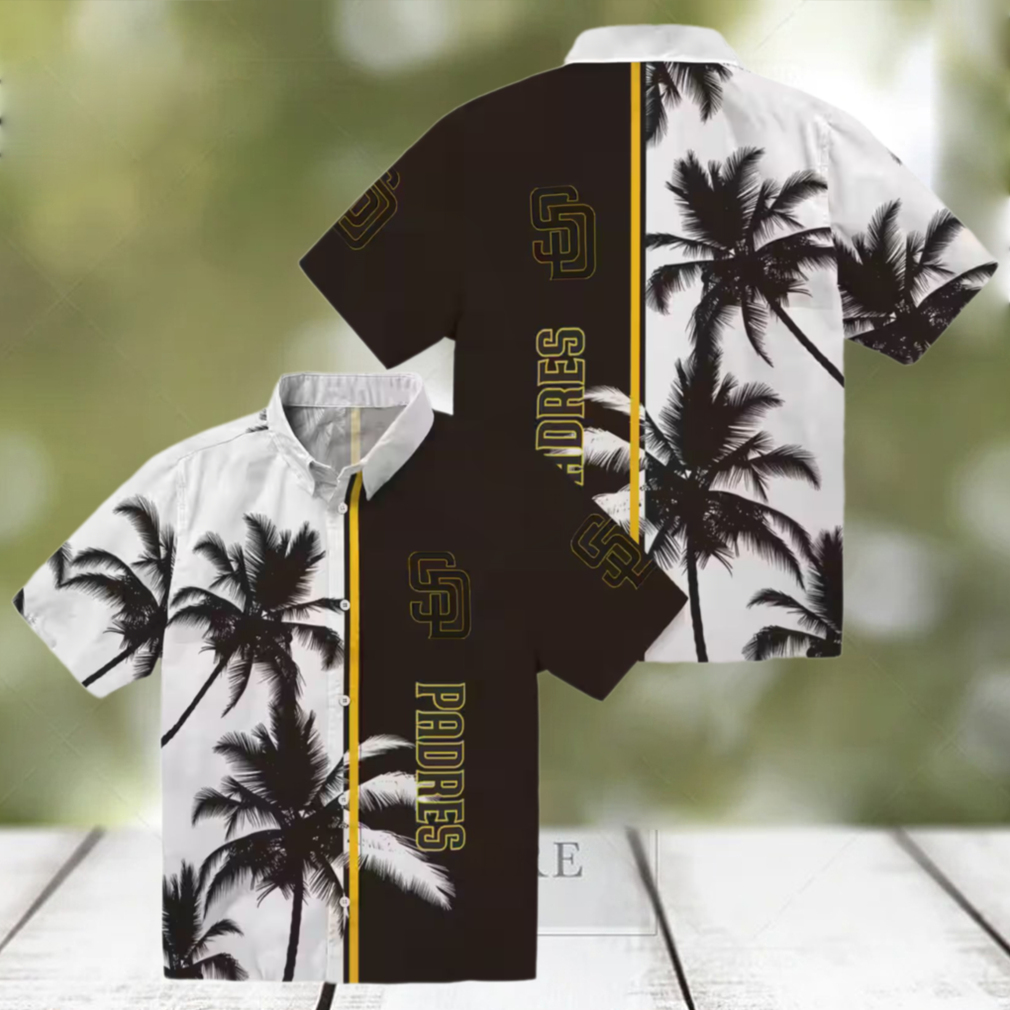 San Diego Padres Palm Tree Hawaiian Shirt Tropical Brown & White Shirt for Summer BBQs San Diego Padres Palm Tree Hawaiian Shirt Tropical Brown & White Shirt for Summer BBQs