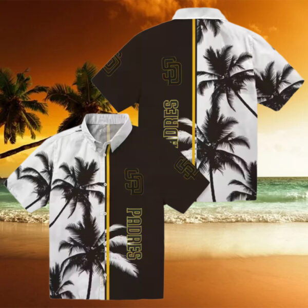 San Diego Padres Palm Tree Hawaiian Shirt   Tropical Brown & White Shirt for Summer BBQs