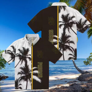 San Diego Padres Palm Tree Hawaiian Shirt Tropical Brown & White Shirt for Summer BBQs