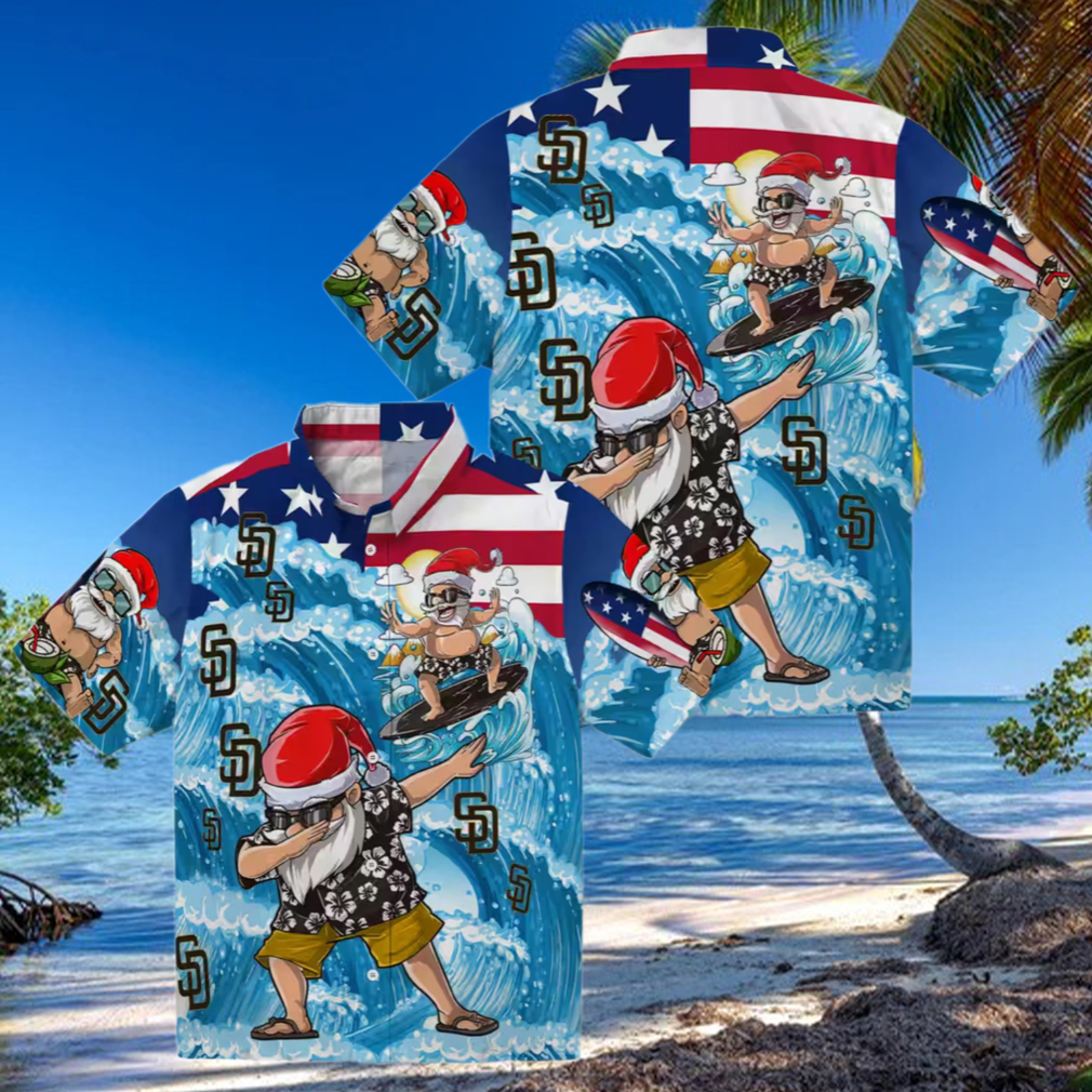 San Diego Padres Surfing Santa Blue Hawaiian Shirt Tropical MLB Team Shirt for Fans San Diego Padres Surfing Santa Blue Hawaiian Shirt Tropical MLB Team Shirt for Fans