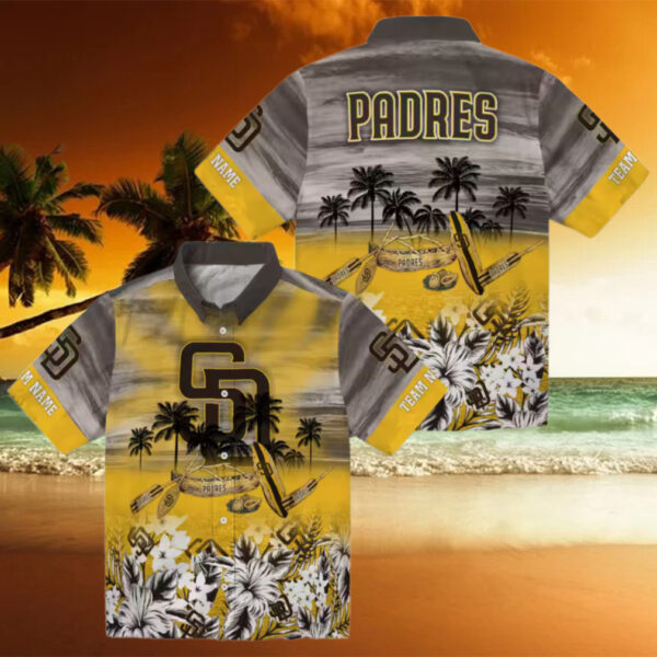 San Diego Padres Tropical Canoe Casual Shirt   Brown Hawaiian Shirt for Game Day