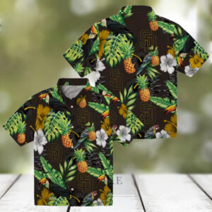 San Diego Padres Tropical Hibiscus Pineapple Hawaiian Shirt Brown & Green MLB Fan Apparel