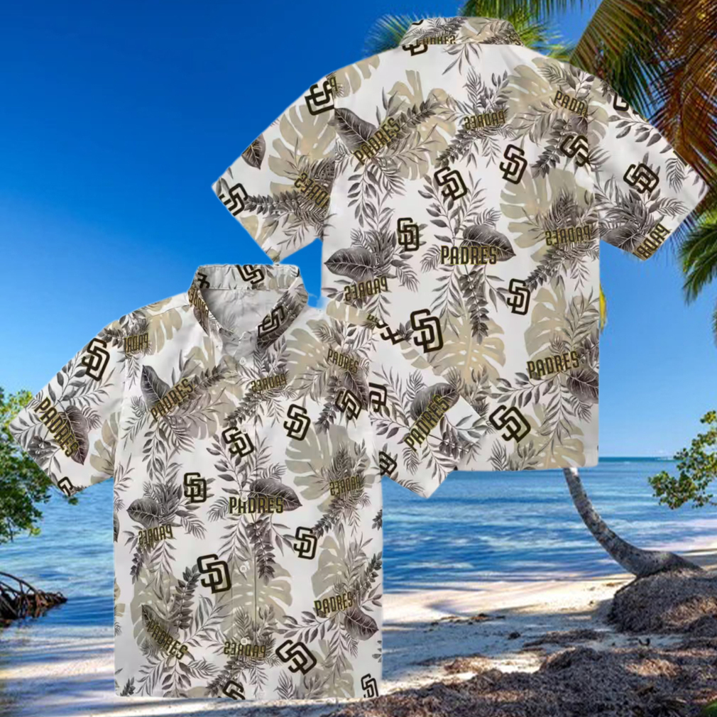 San Diego Padres Tropical Leaves White Hawaiian Shirt MLB Fan Apparel for Vacation San Diego Padres Tropical Leaves White Hawaiian Shirt MLB Fan Apparel for Vacation