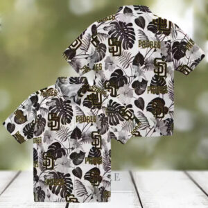 San Diego Padres Tropical Plants Hawaiian Shirt Brown & White MLB Fan Apparel