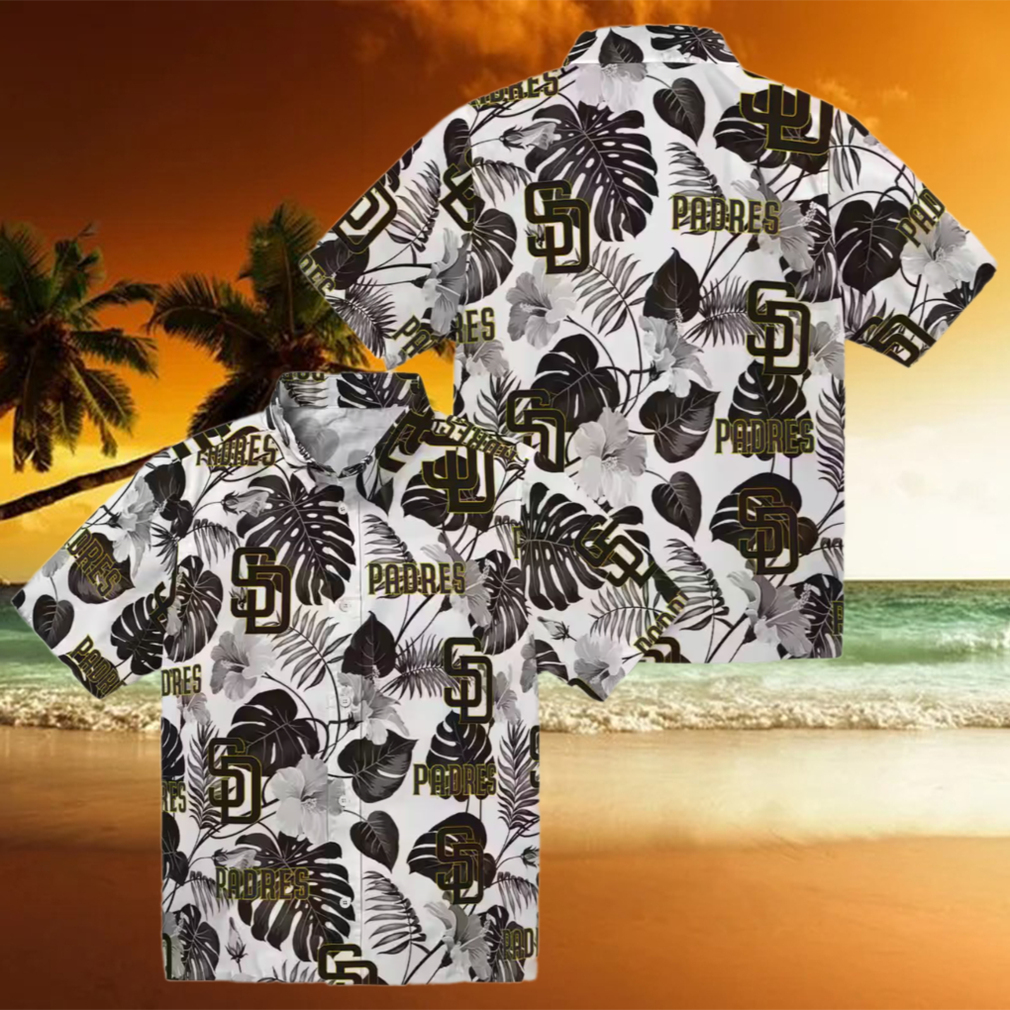 San Diego Padres Tropical Plants Hawaiian Shirt Brown & White MLB Fan Apparel San Diego Padres Tropical Plants Hawaiian Shirt Brown & White MLB Fan Apparel