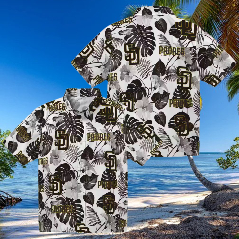 San Diego Padres Tropical Plants Hawaiian Shirt Brown & White MLB Fan Apparel San Diego Padres Tropical Plants Hawaiian Shirt Brown & White MLB Fan Apparel