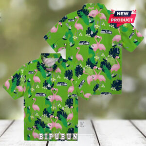 Seattle Seahawks Flamingo Foliage Hawaiian Shirt