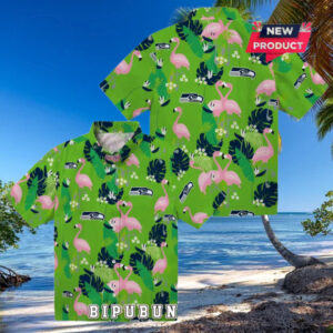 Seattle Seahawks Flamingo Foliage Hawaiian Shirt