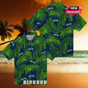 Seattle Seahawks Leafy Palms Hawaiian Shirt