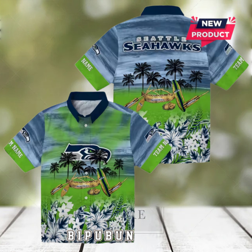Seattle Seahawks Tropical Canoe Hawaiian Shirt Seattle Seahawks Tropical Canoe Hawaiian Shirt