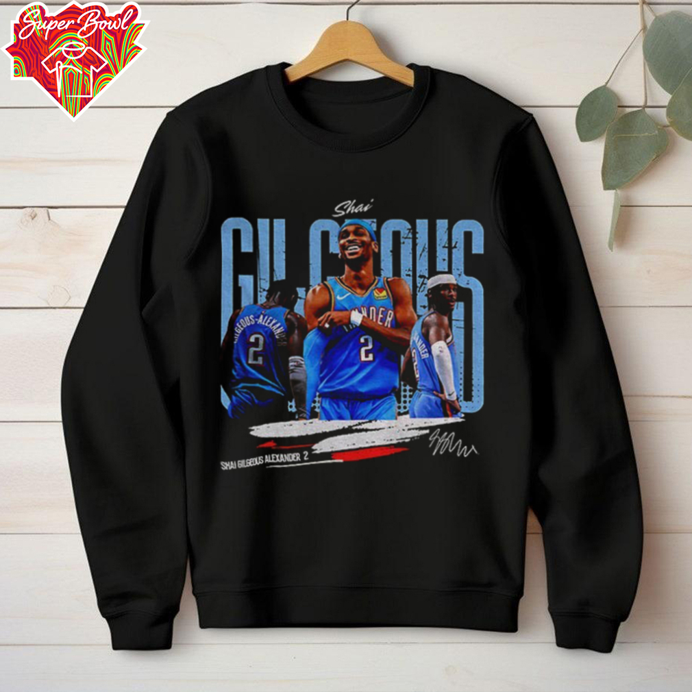 Shai Gilgeous Alexander Oklahoma City Thunder 2025 NBA Basketball graphic signature t shirt Shai Gilgeous Alexander Oklahoma City Thunder 2025 NBA Basketball graphic signature t shirt