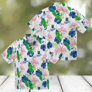 Shop Kansas City Royals Hawaiian Shirt Aloha Flamingo Tropical Palm Blue Green