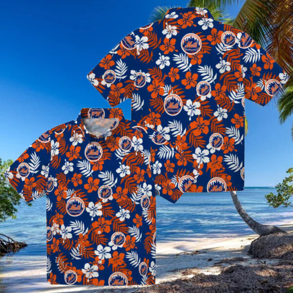 Shop New York Mets Floral Blue Hawaiian Shirt   Perfect MLB Tropical Aloha Shirt for Vacation
