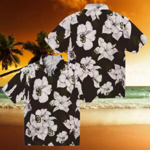 Shop San Diego Padres Hibiscus Brown & White Hawaiian Shirt Perfect MLB Fan Summer Shirt