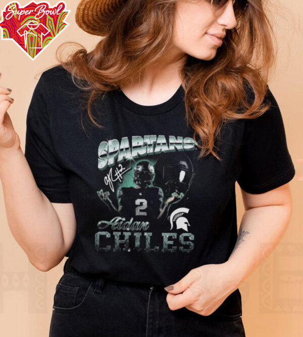 Spartans Aidan Chiles #2 Football Player Graphic T Shirt (1)