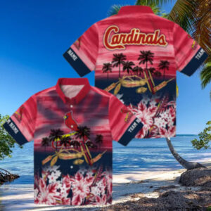 St. Louis Cardinals MLB Red Hawaiian Shirt with Tropical Canoe Print